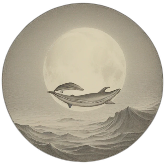 Dauphin-sur la terre-avec lune- emoji