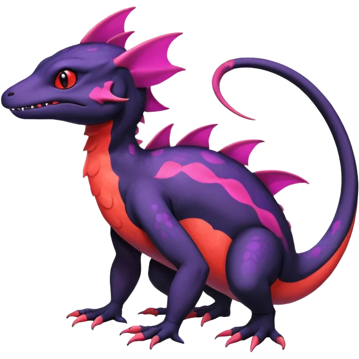 Rare exotic cute epic aesthetic Salandit-Noibat-species-Fakemon-hybrid-creature, with markings, full body emoji