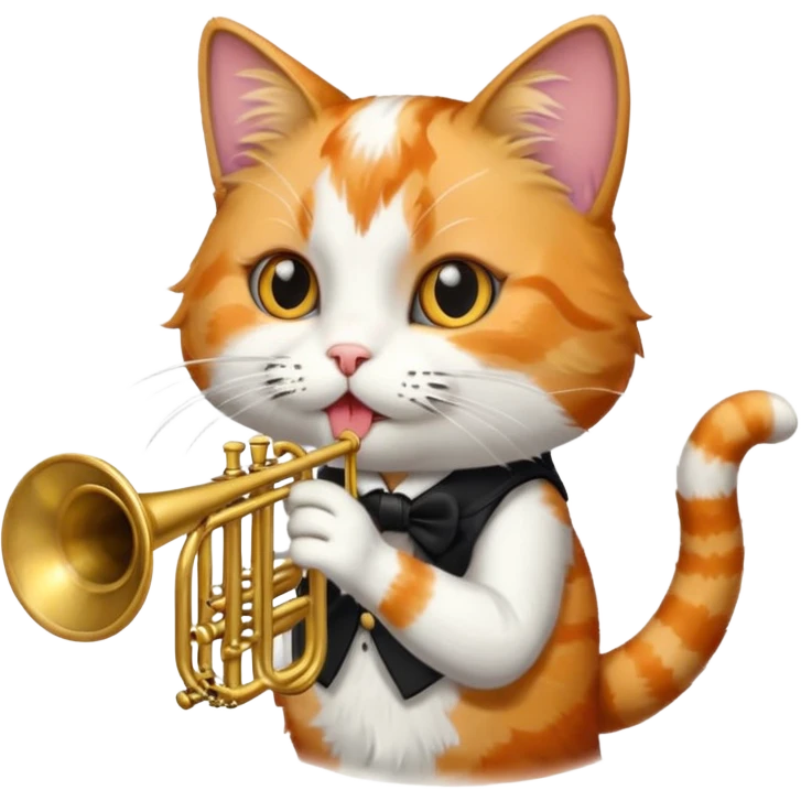 calico cat play trumpeter, portrait emoji