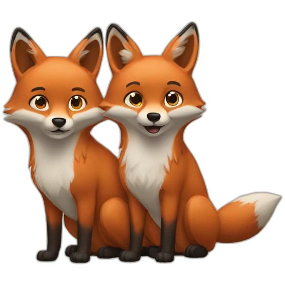 Three foxs emoji