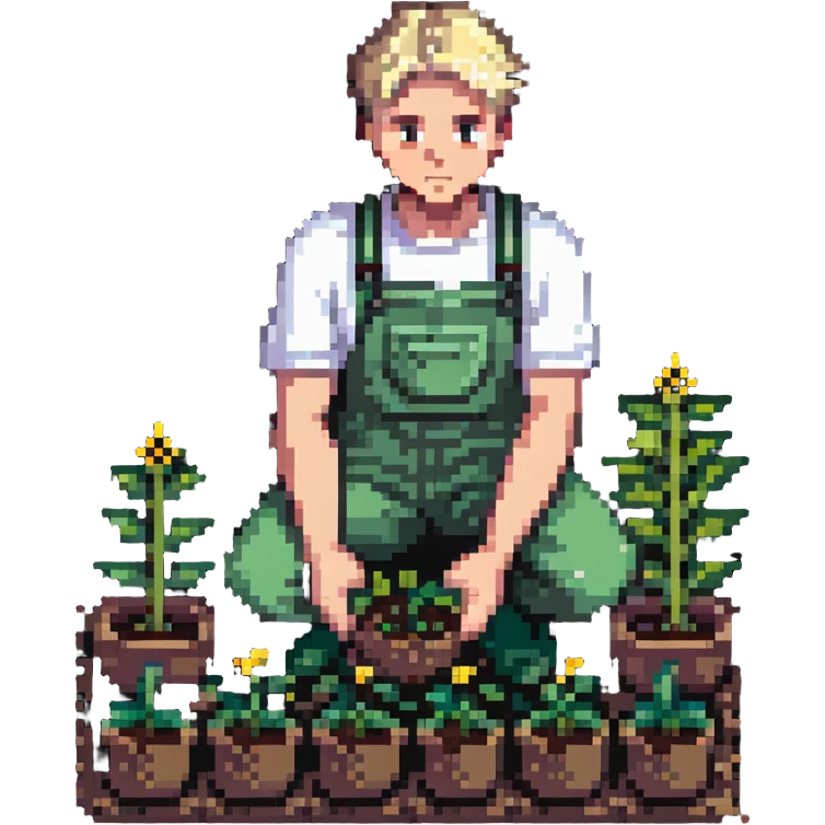 diligent young white male gardener planting seeds emoji