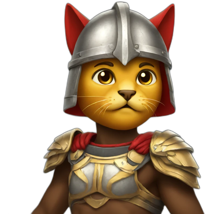 cat dressed as an hoplite emoji
