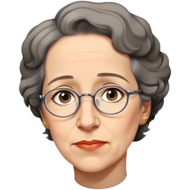 portrait of Hannah Arendt, no glasses, looking to the side, neutral background emoji