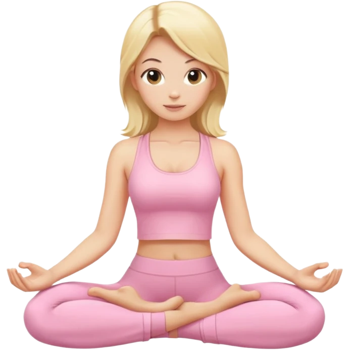 blonde yoga girl light pink clothes n emoji