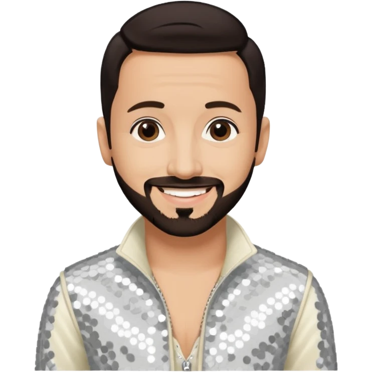 AJ McLean from Backstreet Boys with dark brown hair, ivory sequin outfit emoji