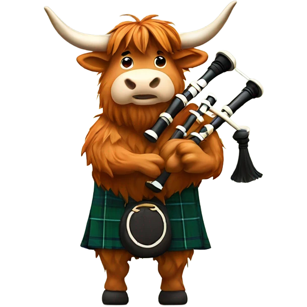 Highland cow playing bagpipes  emoji