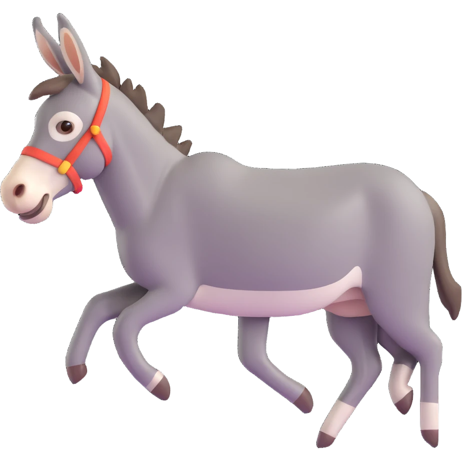 a running donkey, 3D emoji style emoji
