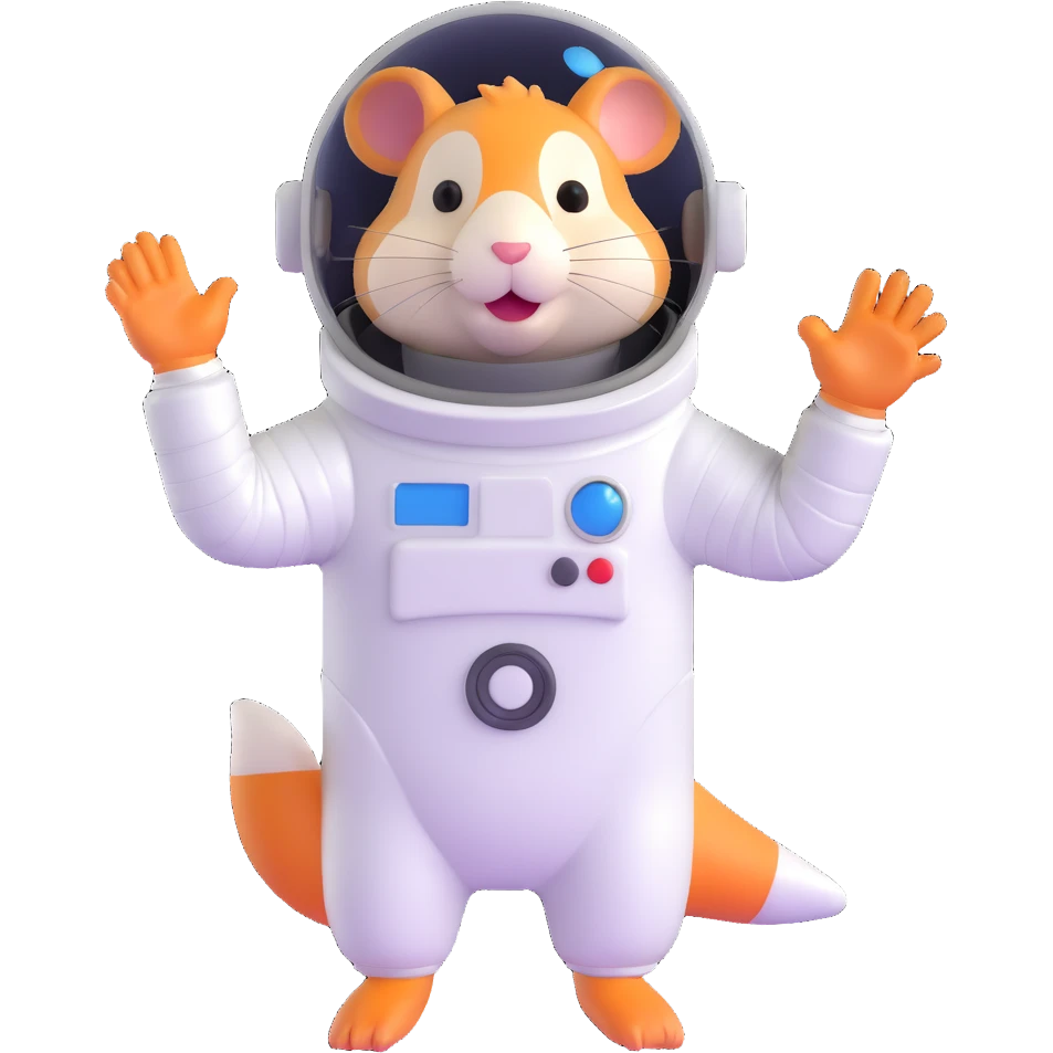 space hamster in a spacesuit waving his hand emoji