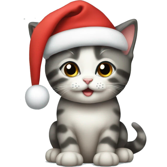 kitten wearing christmas emoji
