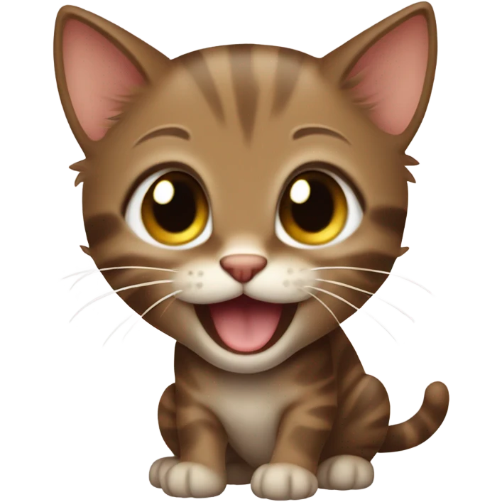 brown laughing kitten emoji