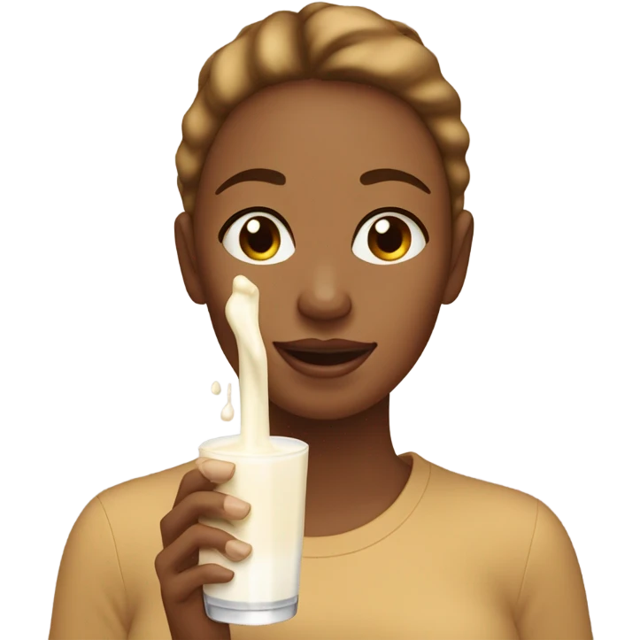 Milk dripping on light brown woman hand emoji