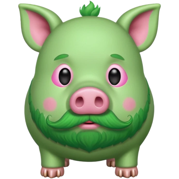 green pig with beard, back view emoji