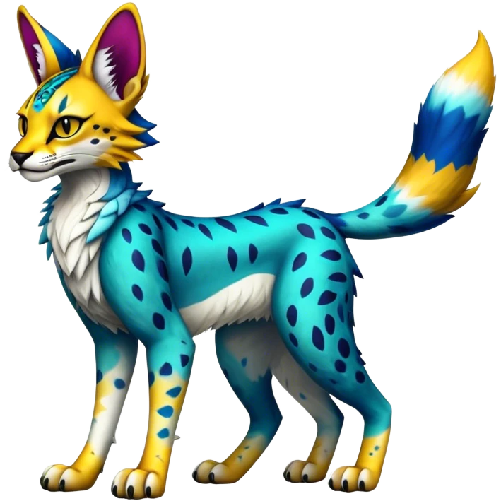 Epic Edgy Colorful Sergal-Serval-Vernid full body emoji