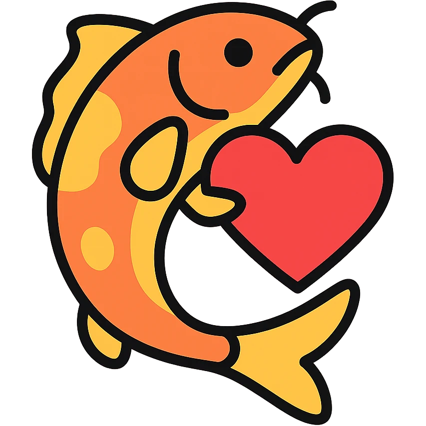 koi fish holding a heart emoji