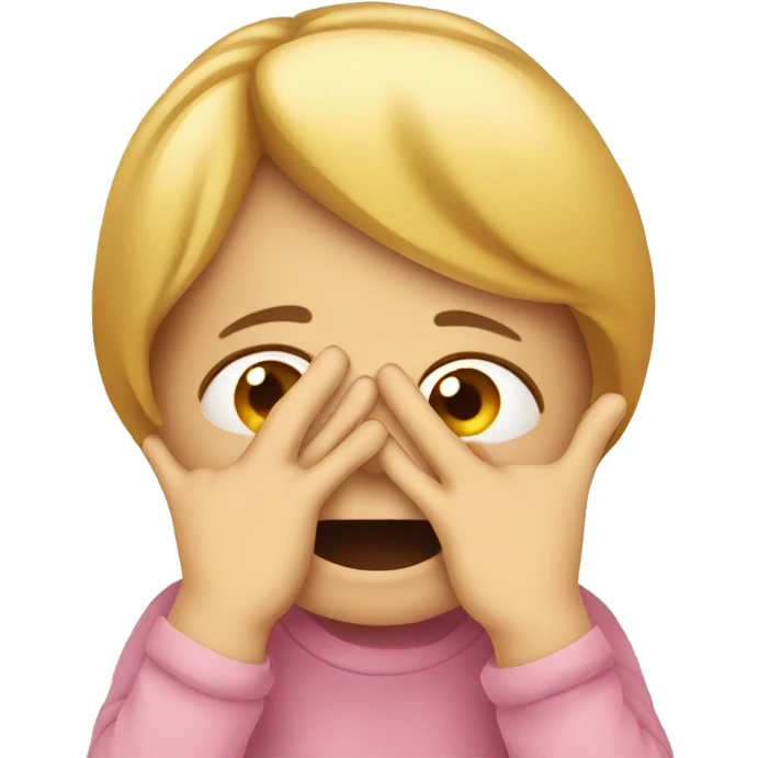 the child hides his face with his hands emoji