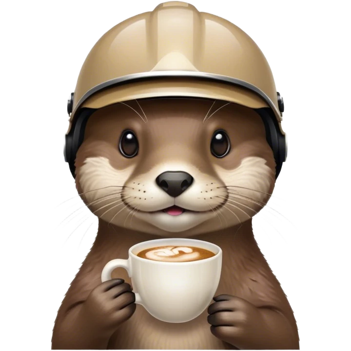 Otter mit Fahrradhelm und Cappuccino  emoji
