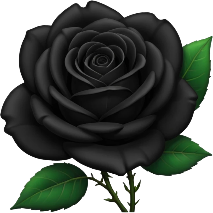 Rosa negra con hojas verdes  emoji