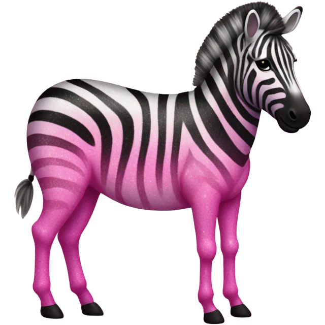 Pink ombre full body zebra with glitter emoji