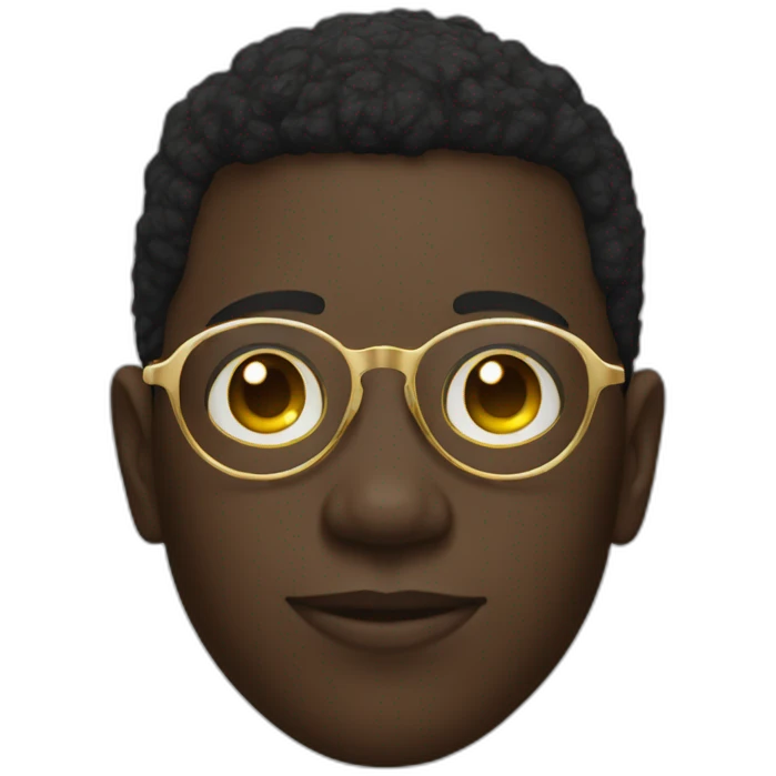 African young man in round gold glasses emoji
