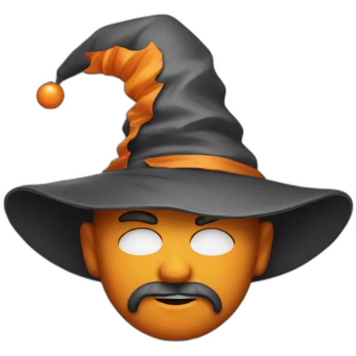 portrait of a wizard of Sillyness, with an orange hat emoji