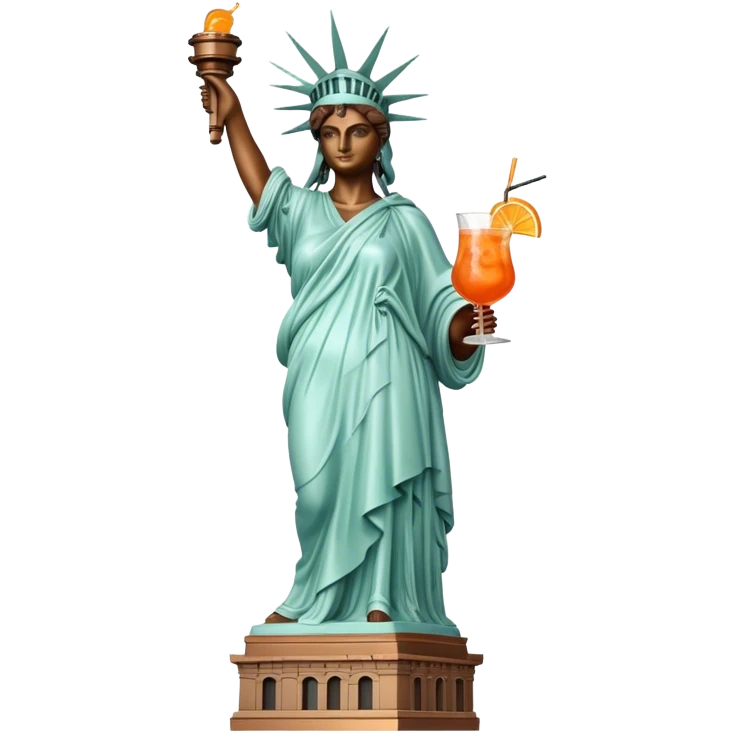 FULL BODY OF STATUE OF LIBERTY WITH AN APEROL SPRITZ COCKTAIL emoji