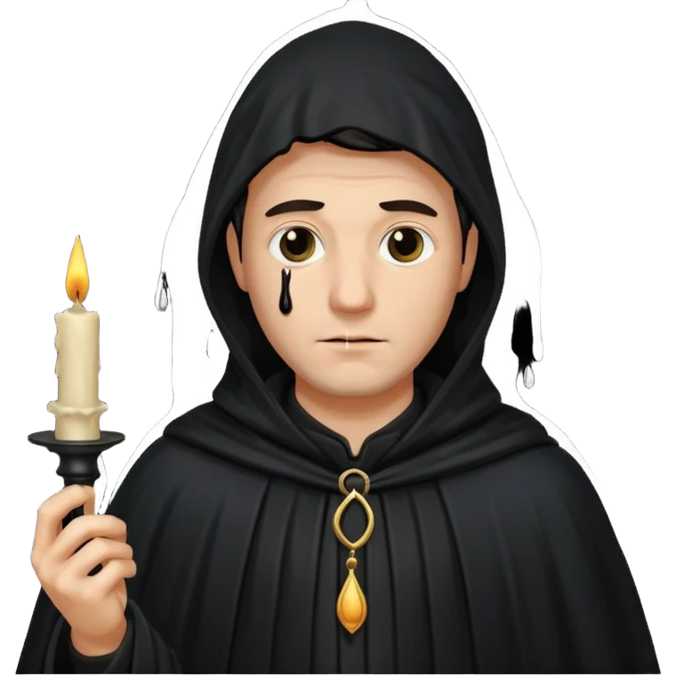 ancient man in black cloak hold a black candle emoji