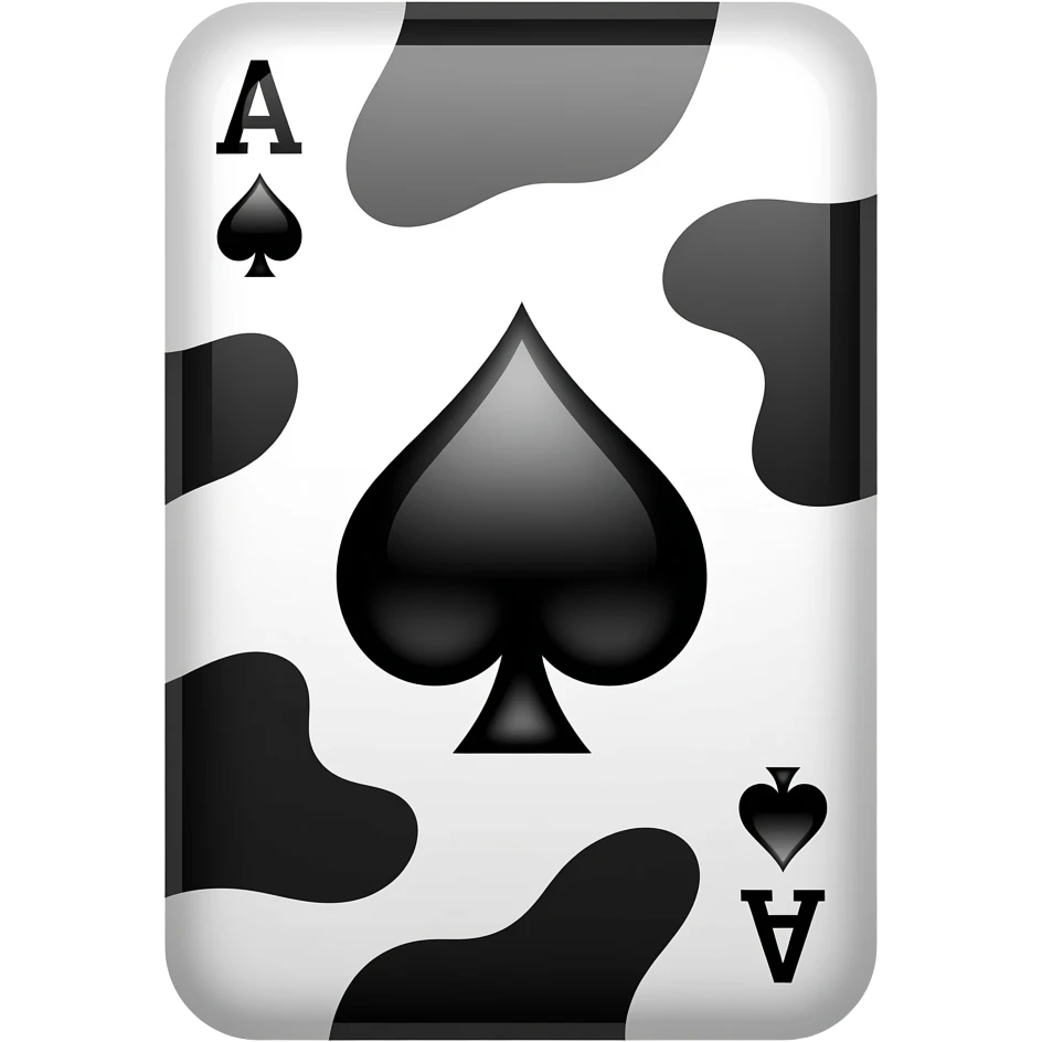 Cow print ace of spade with the spade itself as well emoji