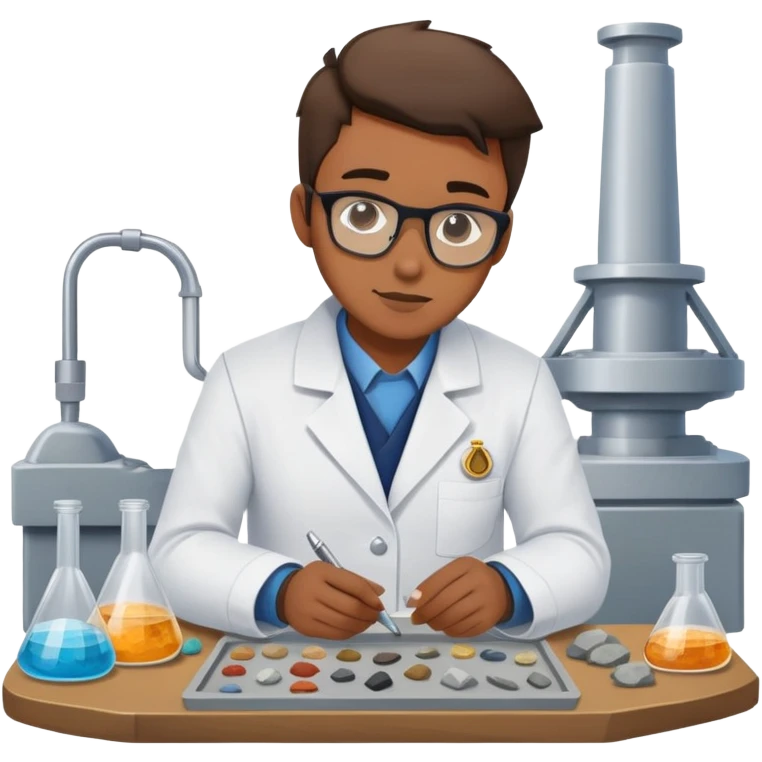 Marine geologist examining rock samples on deck of research vessel emoji