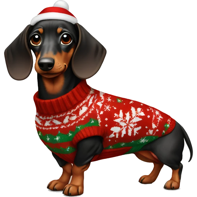 dachshund in a christmas sweater emoji