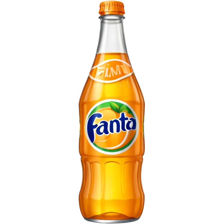 Una botella de cristal con el logo de Fanta con Fanta de limón dentro de color amarillo AMARILLA eres tonto emoji
