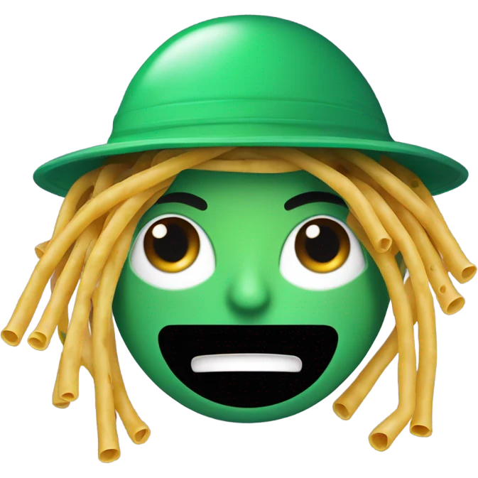 Alien wearing spaghetti hat emoji
