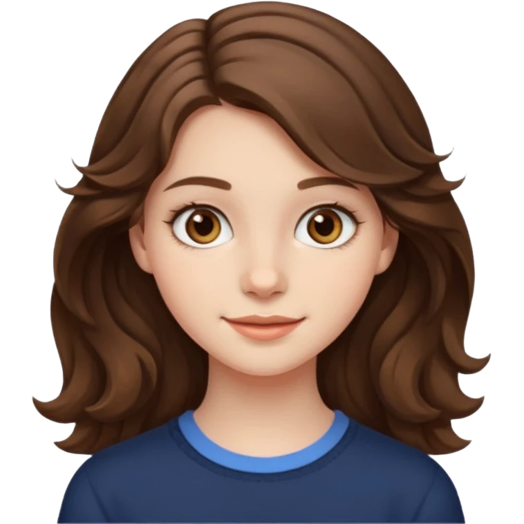 18 year old girl with medium length wavy brown hair with hazel eyes and soft smile and pale skin  emoji