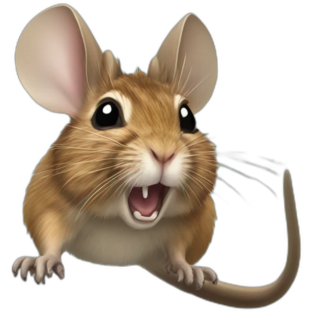 degu landing like a superhero with a hand up emoji