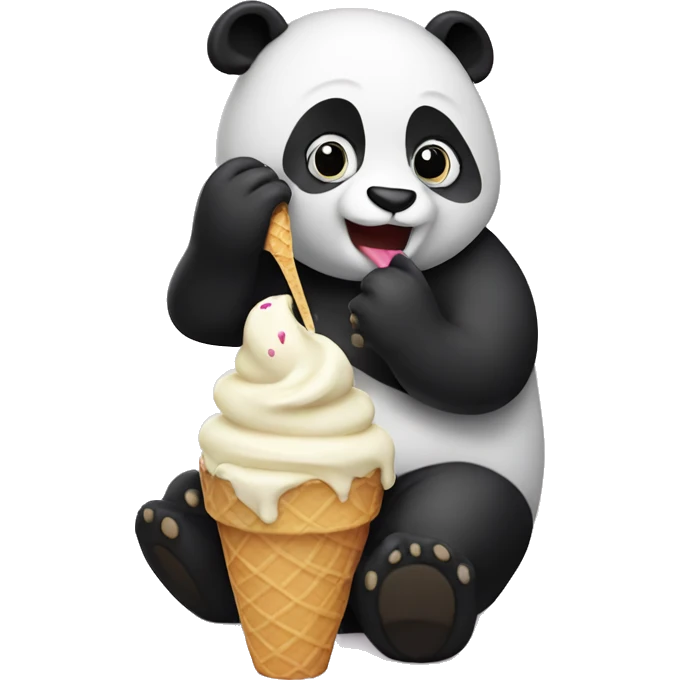 Panda eating ice cream emoji
