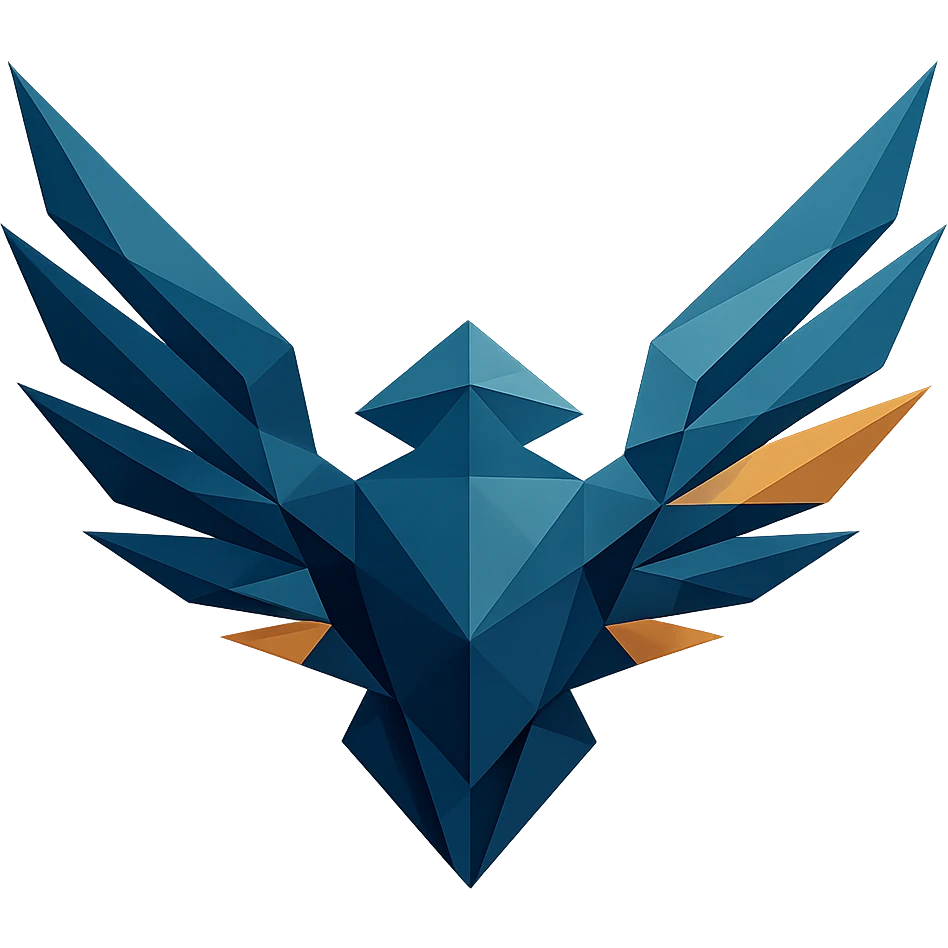 emblem with sharp, geometric wings, modern and dynamic, no text emoji