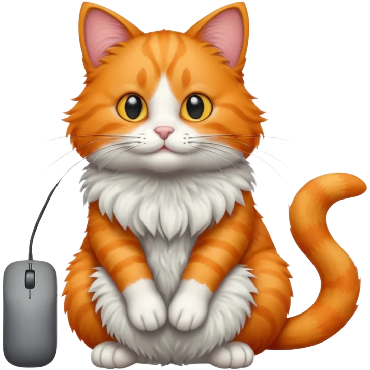 orange cat with mouse  emoji