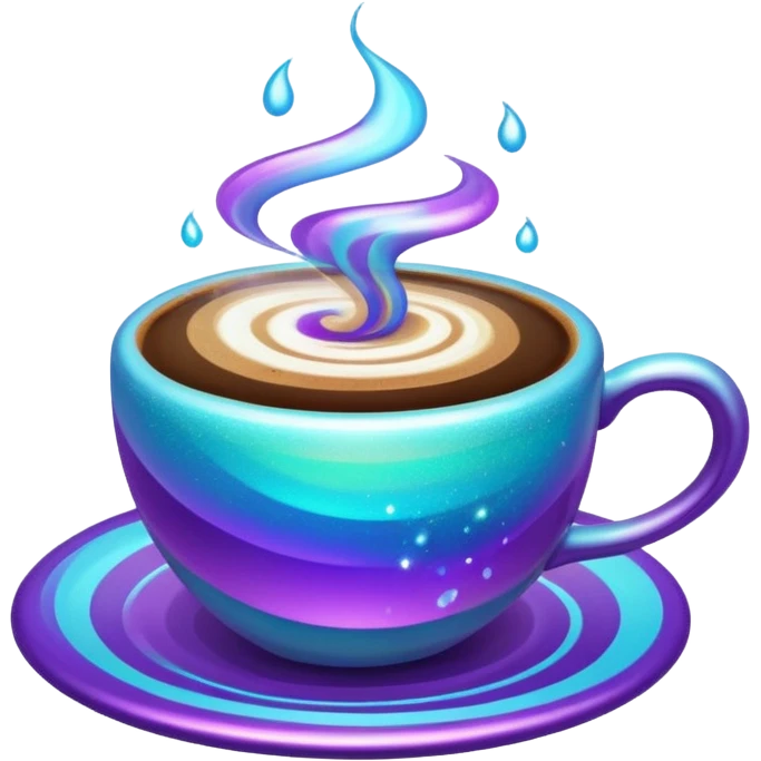 glitter cian and purple coffee
 emoji