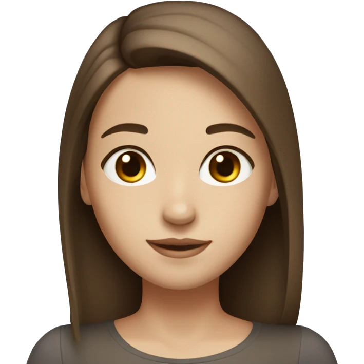 Girl white skin brown straight hair brown eyes middle part emoji