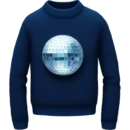 Sweater navy with a disco ball emoji