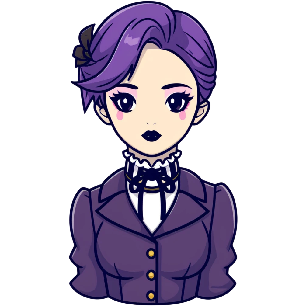 gothic femboy with makeup, choker, and dark victorian clothes emoji