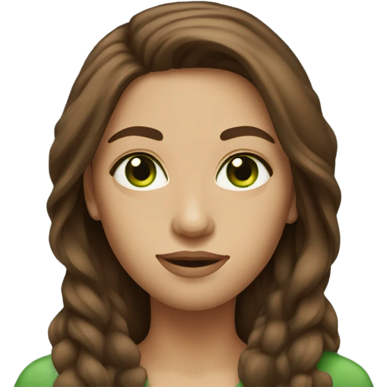 woman with long brown hair green eyes emoji
