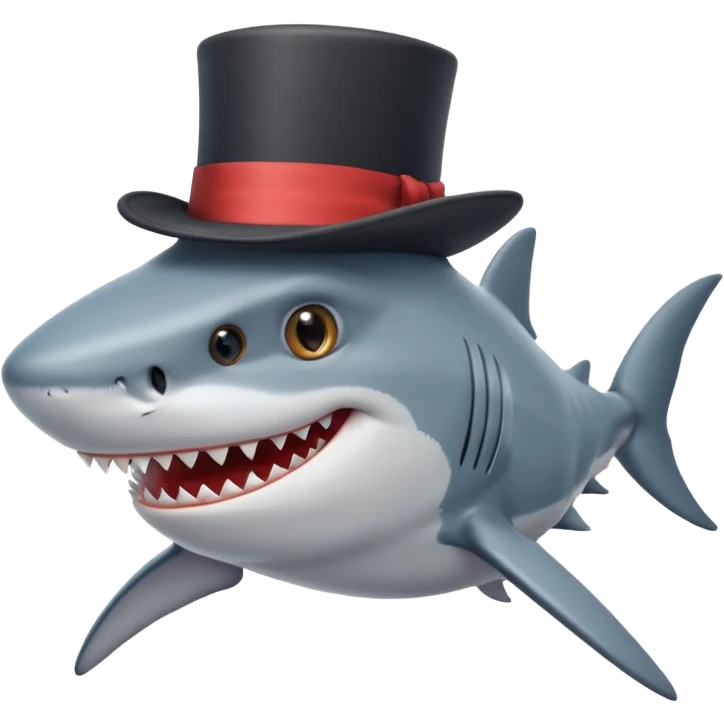 Shark with a top hat emoji