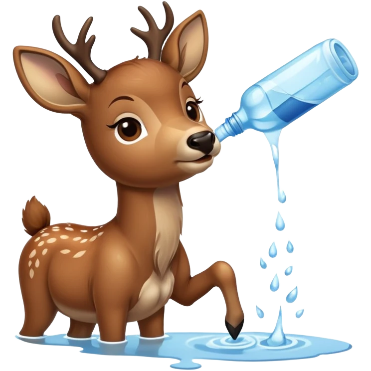 a dear drinking a bottle of water emoji