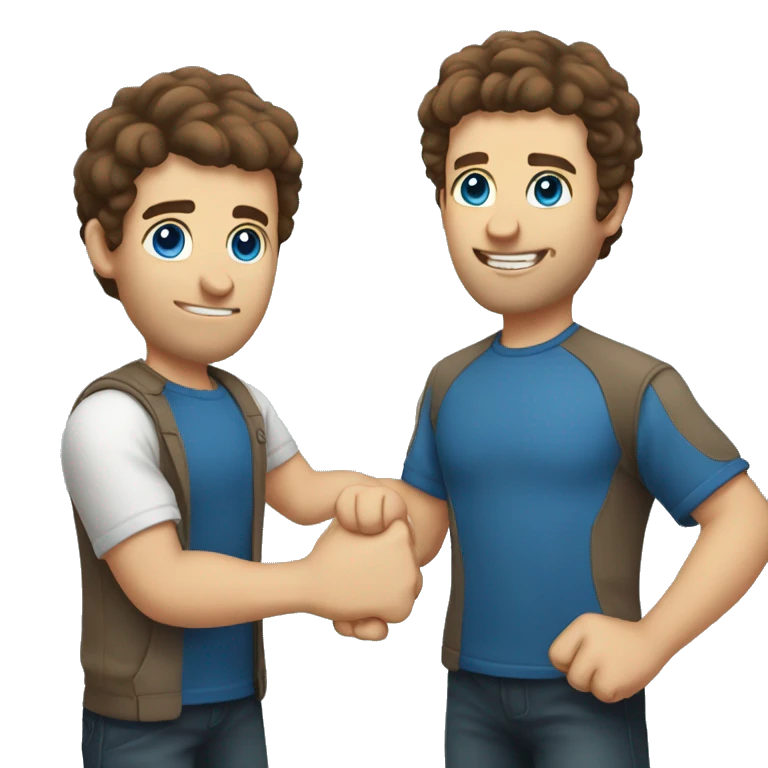A man with brown hair blue eyes giving a fist bump  emoji
