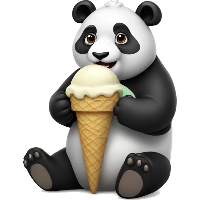 Panda eating ice cream emoji