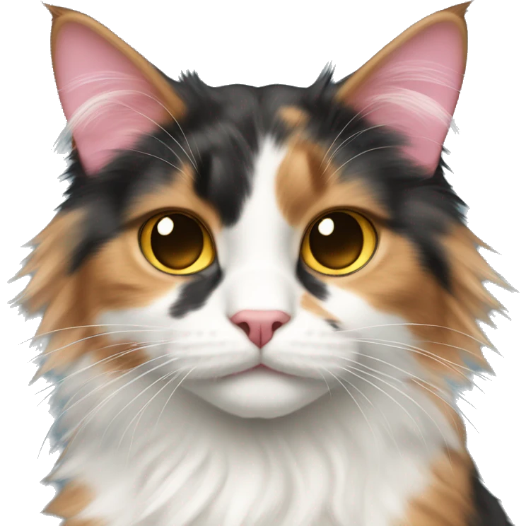 Long-haired Calico cat pink nose emoji