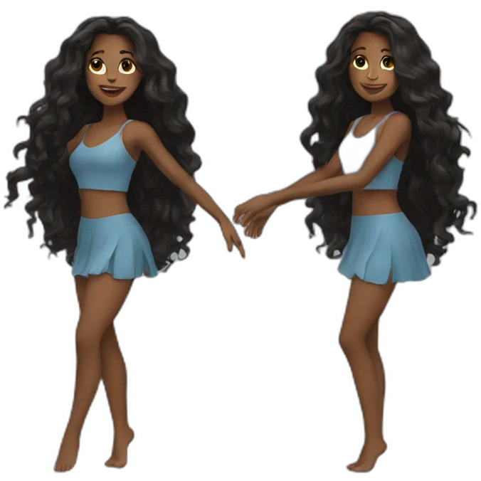 Beautiful Black women long hair dancing emoji