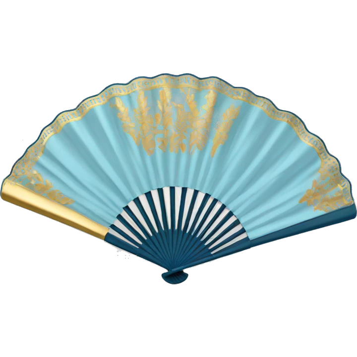 Hand fan light Blue and gold  emoji