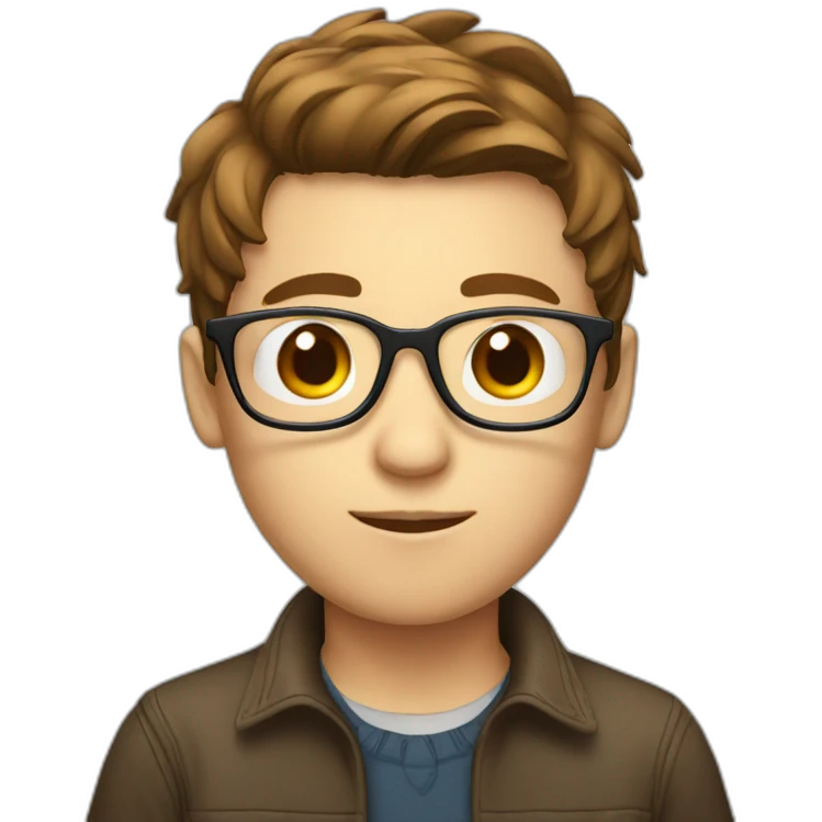 boy with glasses, white, with brown hair drinking emoji