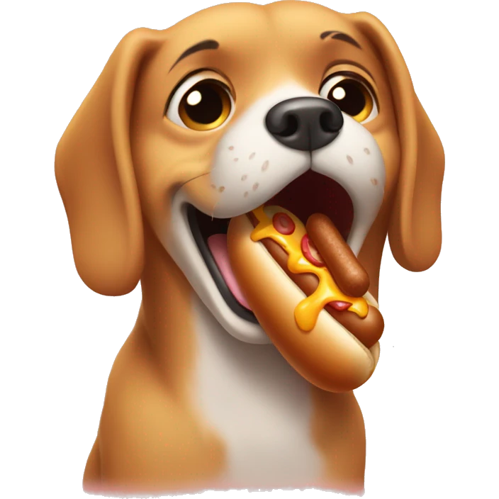 Dog crying over hot dog emoji